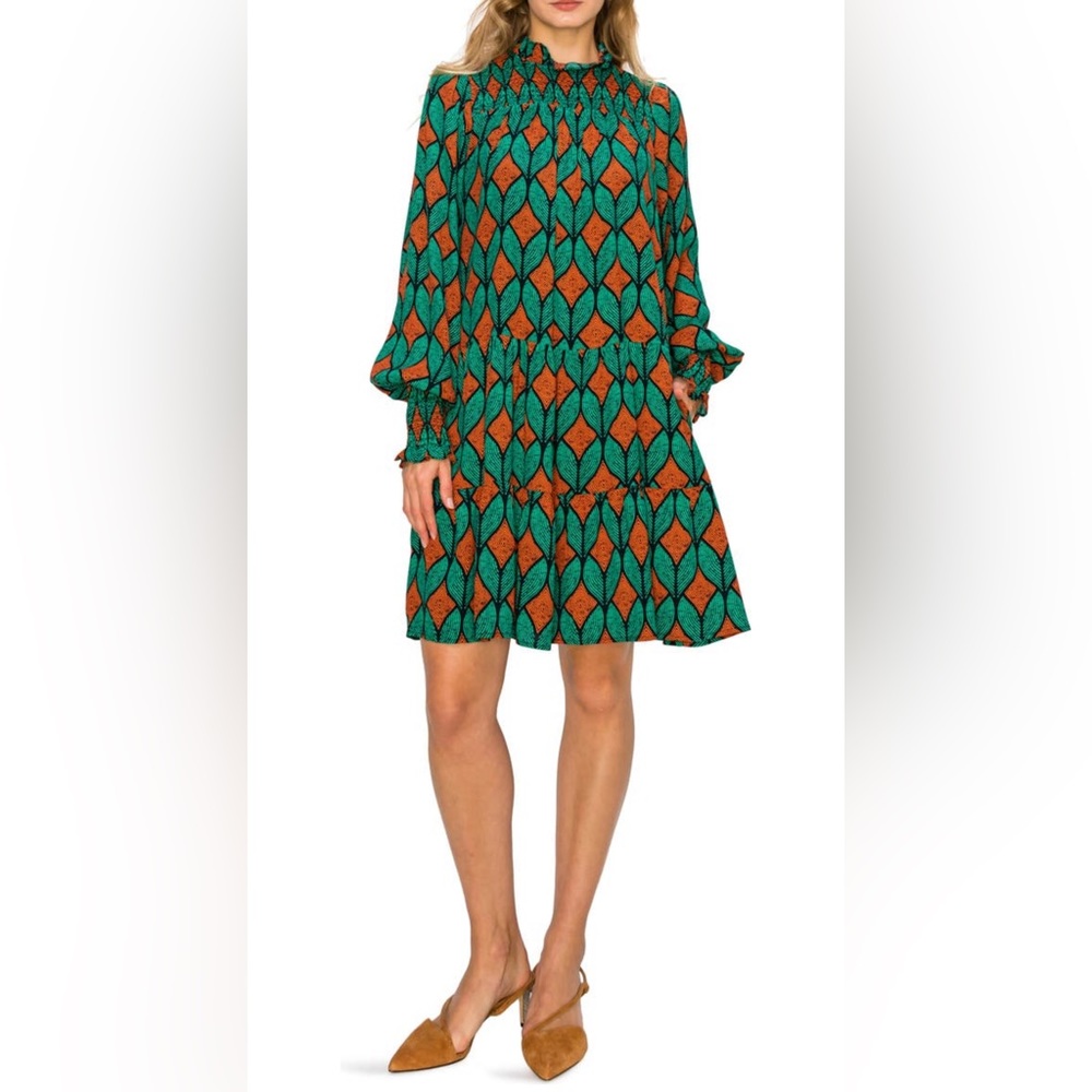 Melloday smocked neck dress
